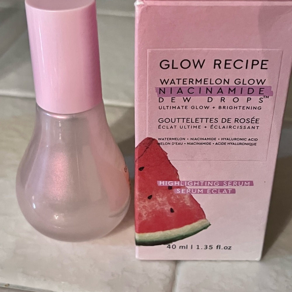 NIB Glow Recipe Watermelon Glow Niacinamide Dew Drops -Pink Highlighting 1.35 oz